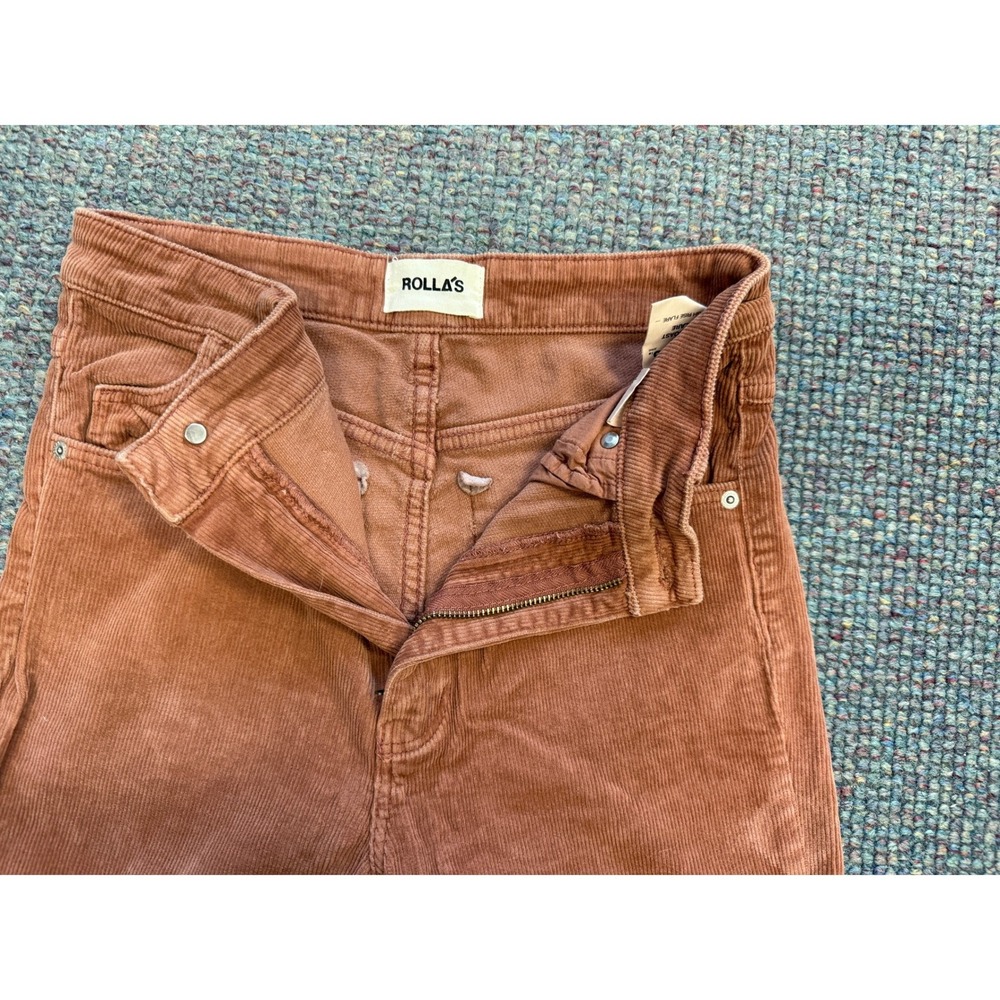 Rollas Eastcoast Flare Corduroy Pants Rust Terracotta High Rise 27 - Picture 3 of 10